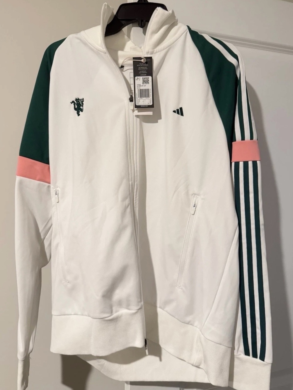 NWT Adidas Golf Ultimate365  Jacket Mens Large White Manchester United Full Zip